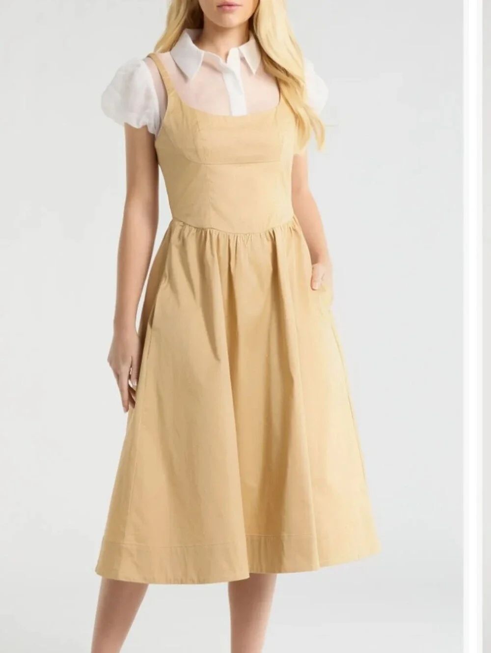 NWT ASTR the Label Carrington Mixed Media Layered Midi Dress Size M